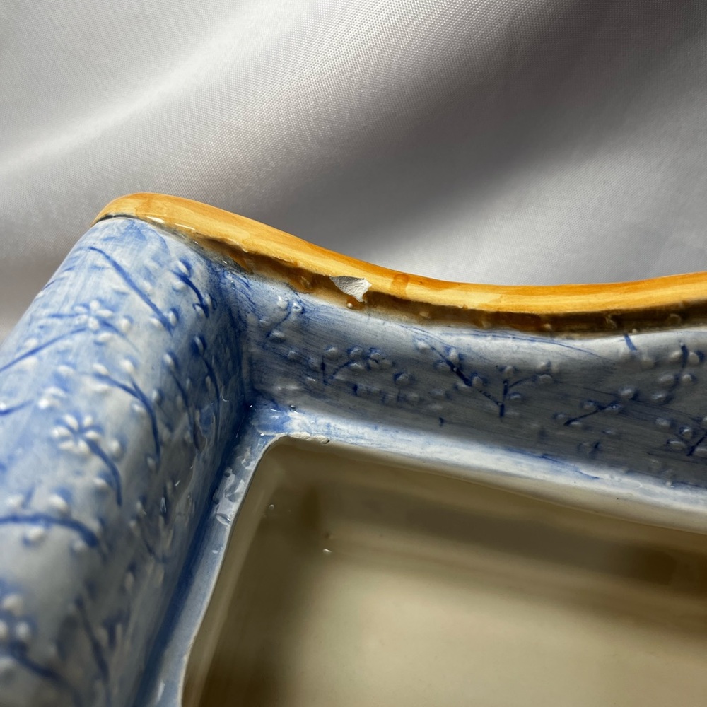 Vintage Dolomite‎ Ceramic Cat on Sofa Trinket Box Blue MCM Victorian Settee - Picture 6 of 6